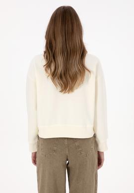 Kadın Krem Bisiklet Yaka Basic Sweatshirt - 50307752022