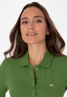 Kadın Yeşil Basic Polo Yaka Sweatshırt - 50313593109