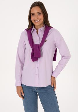 Kadın Lila Uzun Kollu Basic Gömlek - 50308038035