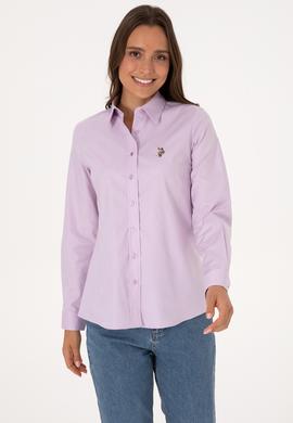 Kadın Lila Uzun Kollu Basic Gömlek - 50308038035