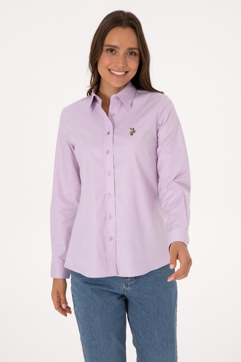 Kadın Lila Uzun Kollu Basic Gömlek - 50308038035