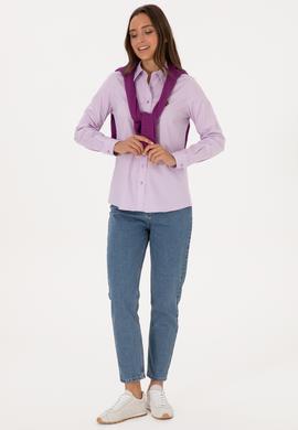 Kadın Lila Uzun Kollu Basic Gömlek - 50308038035