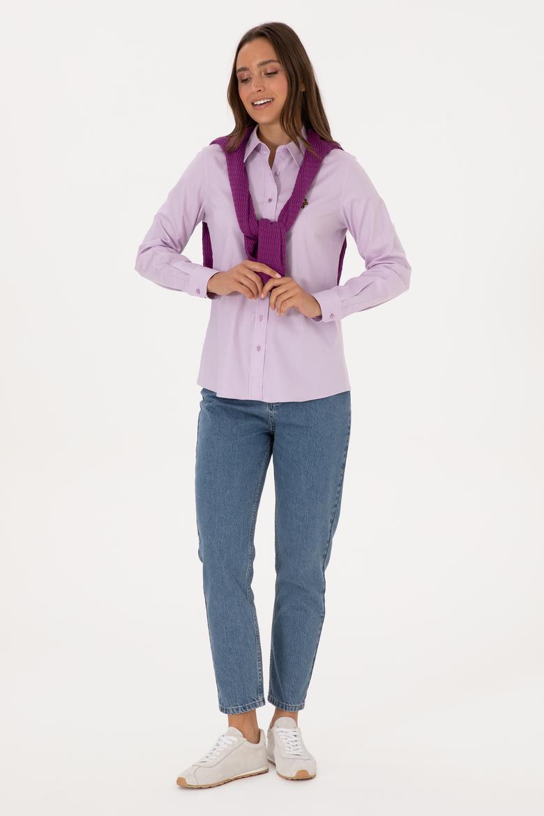 Kadın Lila Uzun Kollu Basic Gömlek - 50308038035