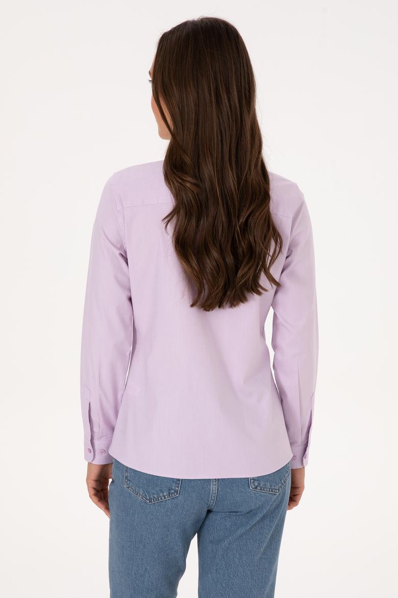 Kadın Lila Uzun Kollu Basic Gömlek - 50308038035