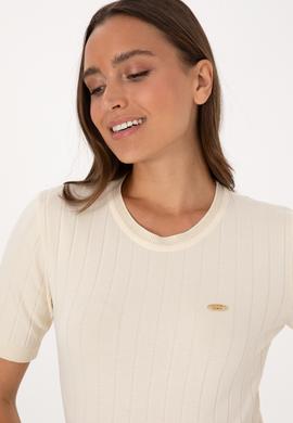 Kadın Krem Bisiklet Yaka Kazak - 50309611005