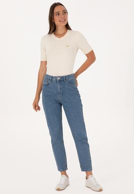 Kadın Krem Bisiklet Yaka Kazak - 50309611005