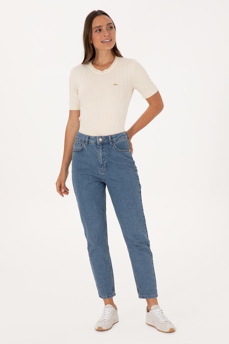 Kadın Krem Bisiklet Yaka Kazak - 50309611005