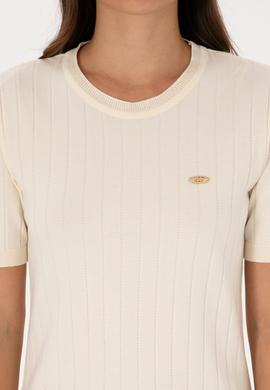 Kadın Krem Bisiklet Yaka Kazak - 50309611005