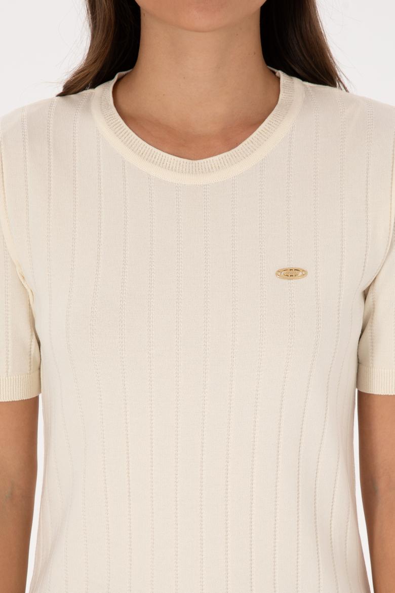 Kadın Krem Bisiklet Yaka Kazak - 50309611005