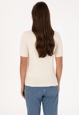 Kadın Krem Bisiklet Yaka Kazak - 50309611005