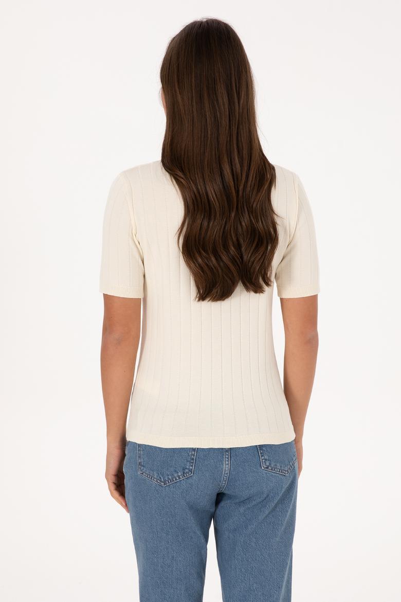 Kadın Krem Bisiklet Yaka Kazak - 50309611005