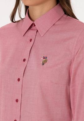 Kadın Koyu Frambuaz Uzun Kollu Basic Gömlek - 50308038099