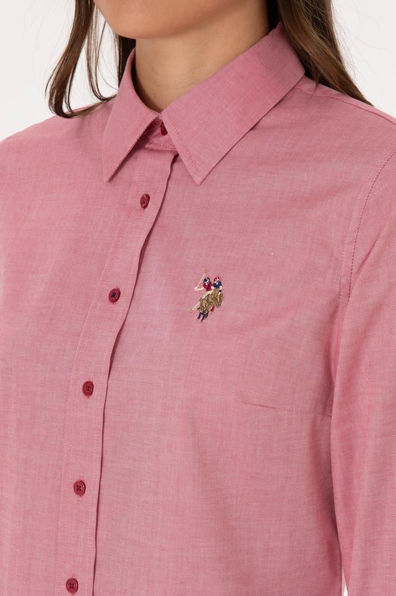 Kadın Koyu Frambuaz Uzun Kollu Basic Gömlek