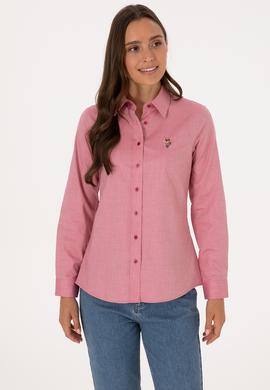 Kadın Koyu Frambuaz Uzun Kollu Basic Gömlek - 50308038099