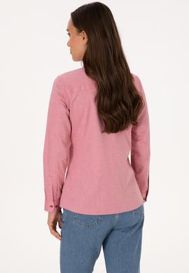 Kadın Koyu Frambuaz Uzun Kollu Basic Gömlek - 50308038099