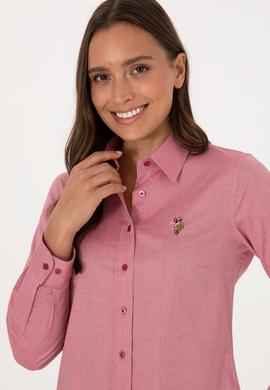 Kadın Koyu Frambuaz Uzun Kollu Basic Gömlek - 50308038099