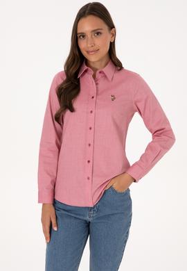 Kadın Koyu Frambuaz Uzun Kollu Basic Gömlek - 50308038099