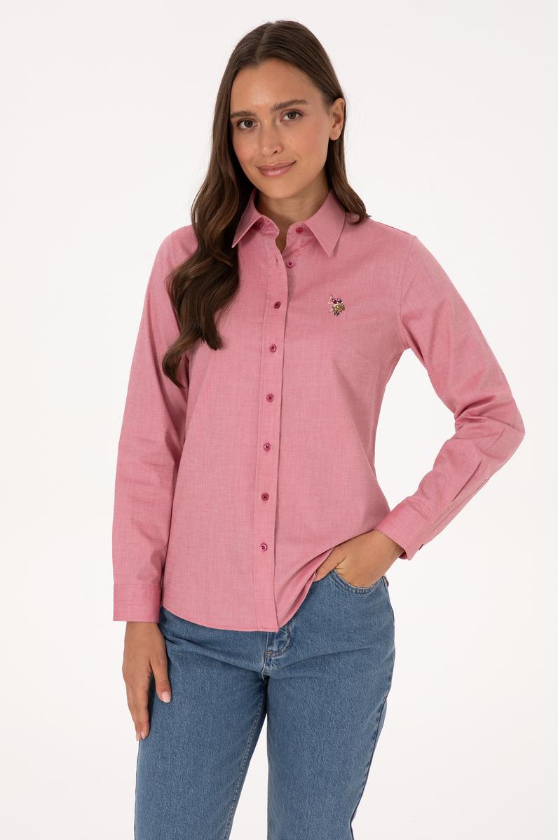 Kadın Koyu Frambuaz Uzun Kollu Basic Gömlek