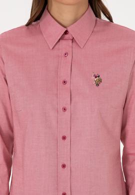 Kadın Koyu Frambuaz Uzun Kollu Basic Gömlek - 50308038099