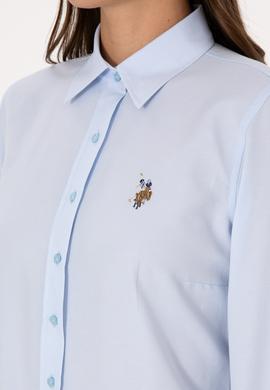 Kadın Açık Mavi Uzun Kollu Basic Gömlek - 50308043011