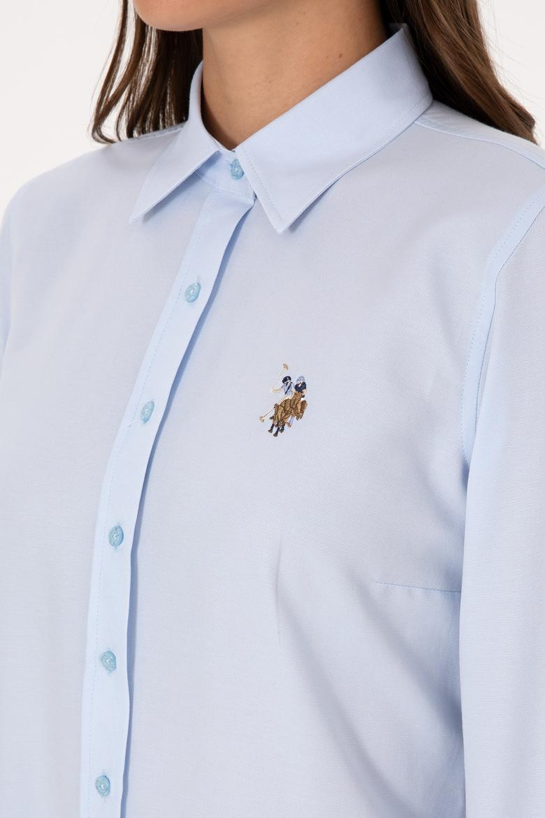 Kadın Açık Mavi Uzun Kollu Basic Gömlek - 50308043011