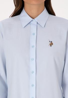 Kadın Açık Mavi Uzun Kollu Basic Gömlek - 50308043011