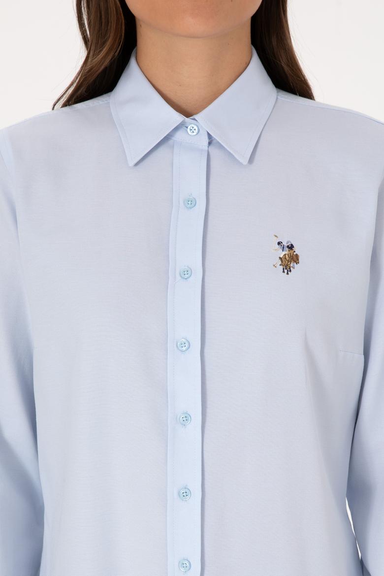 Kadın Açık Mavi Uzun Kollu Basic Gömlek - 50308043011