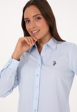 Kadın Açık Mavi Uzun Kollu Basic Gömlek - 50308043011