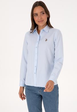 Kadın Açık Mavi Uzun Kollu Basic Gömlek - 50308043011