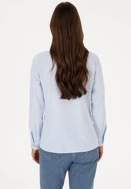 Kadın Açık Mavi Uzun Kollu Basic Gömlek - 50308043011
