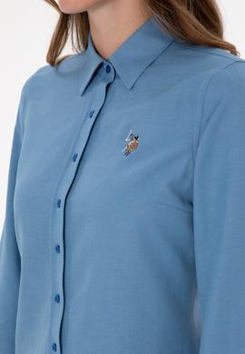 Kadın Saks Uzun Kollu Basic Gömlek - 50308043075