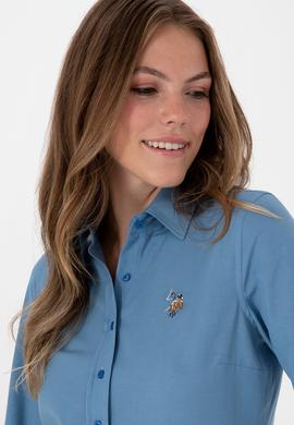 Kadın Saks Uzun Kollu Basic Gömlek - 50308043075