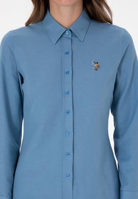 Kadın Saks Uzun Kollu Basic Gömlek - 50308043075