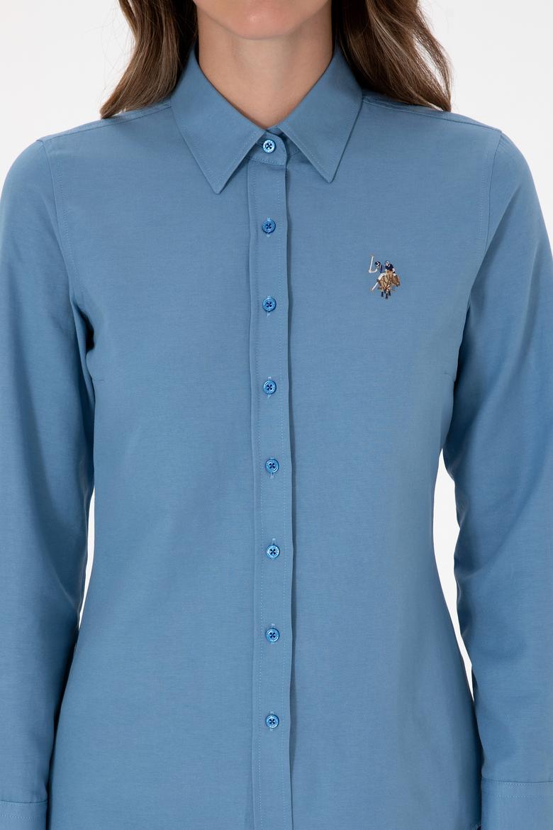 Kadın Saks Uzun Kollu Basic Gömlek - 50308043075