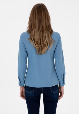 Kadın Saks Uzun Kollu Basic Gömlek - 50308043075