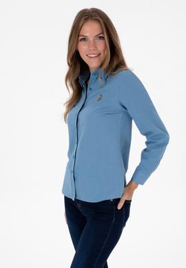 Kadın Saks Uzun Kollu Basic Gömlek - 50308043075