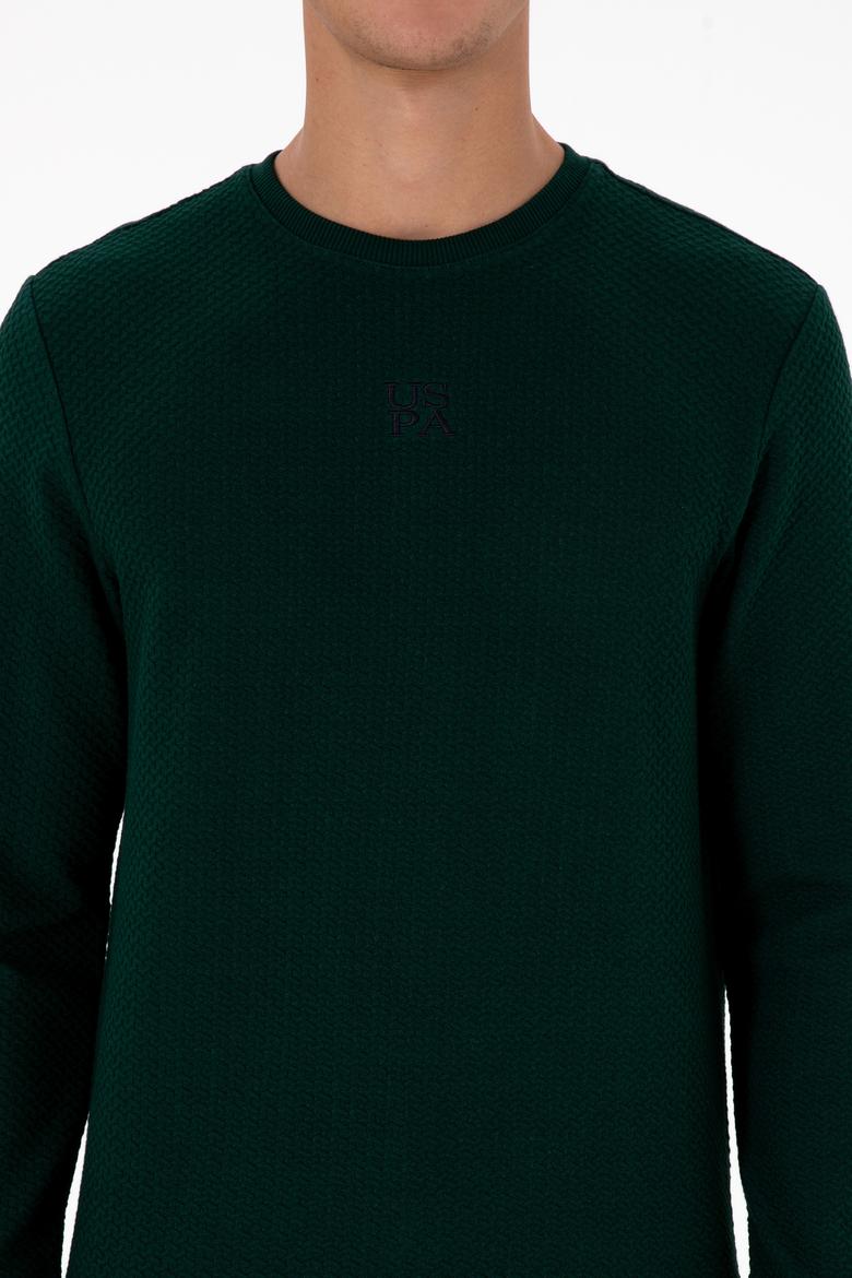 Erkek Regular Fit Bisiklet Yaka Koyu Yeşil Sweatshirt - 50308649007