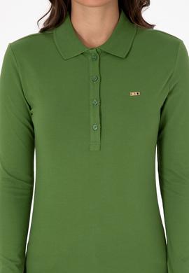 Kadın Yeşil Basic Polo Yaka Sweatshırt - 50313593109