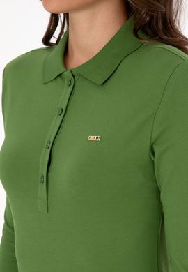Kadın Yeşil Basic Polo Yaka Sweatshırt - 50313593109
