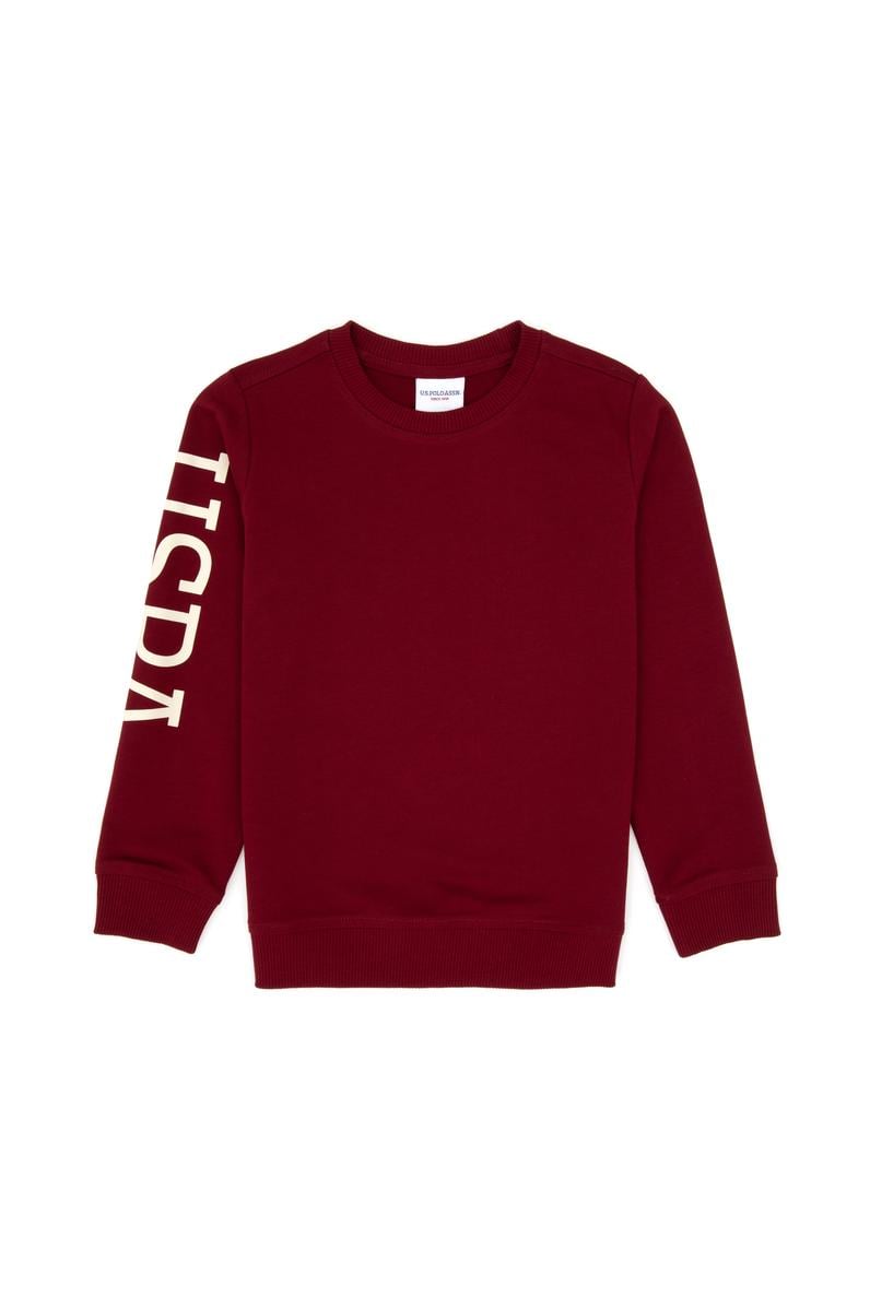 Erkek Çocuk Bordo Bisiklet Yaka Basic Sweatshirt