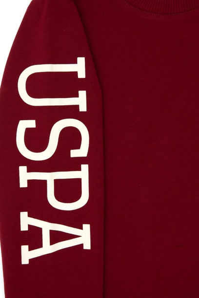 Erkek Çocuk Bordo Bisiklet Yaka Basic Sweatshirt