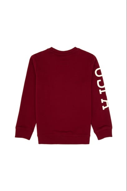 Erkek Çocuk Bordo Bisiklet Yaka Basic Sweatshirt