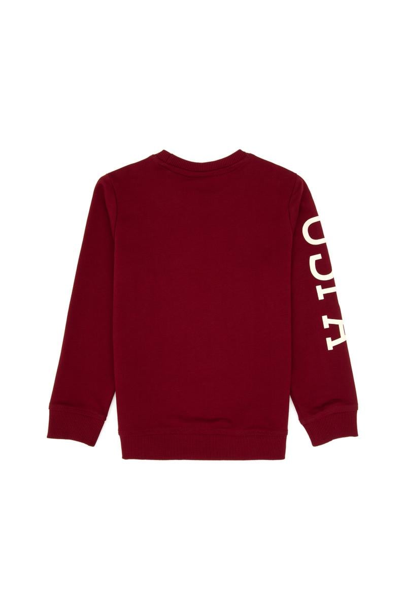 Erkek Çocuk Bordo Bisiklet Yaka Basic Sweatshirt