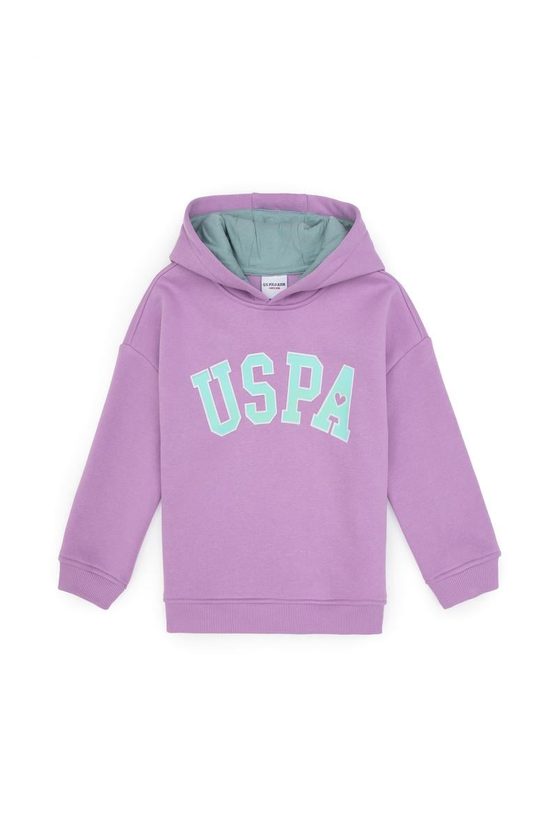 Kız Çocuk Lila Şardonlu Kapüşonlu Sweatshirt