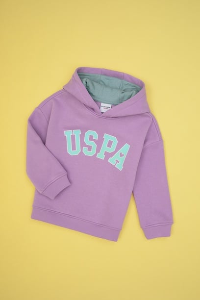 Kız Çocuk Lila Şardonlu Kapüşonlu Sweatshirt