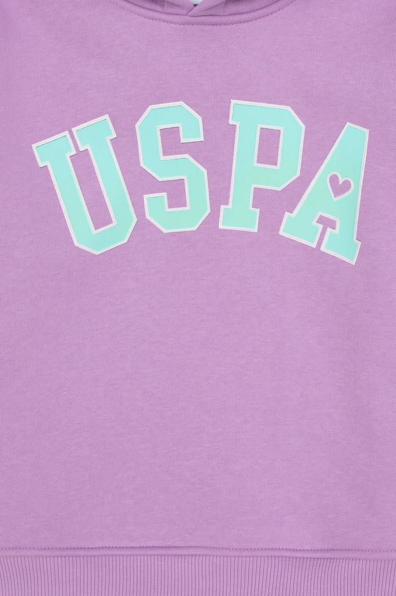 Kız Çocuk Lila Şardonlu Kapüşonlu Sweatshirt