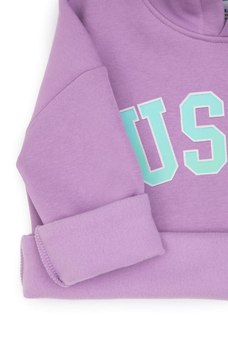 Kız Çocuk Lila Şardonlu Kapüşonlu Sweatshirt - 50317890022