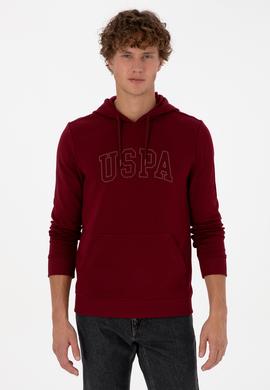 Erkek Regular Fit Kapüşonlu Bordo Basic Sweatshirt - 50315663083