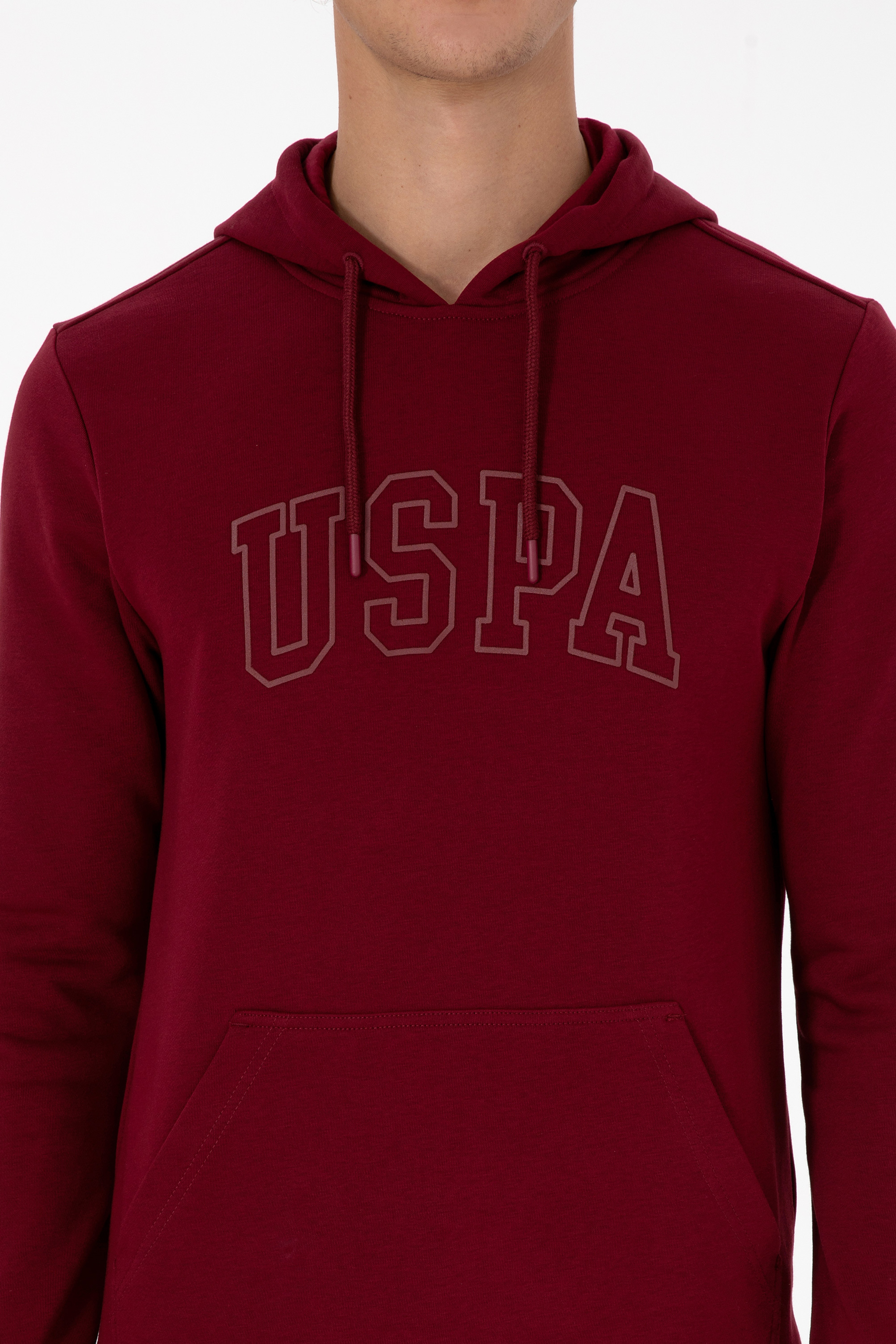 Erkek Regular Fit Kapüşonlu Bordo Basic Sweatshirt - Image 6