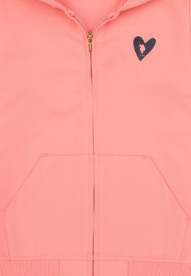 Kız Çocuk Neon Pembe Kapüşonlu Fermuarlı Sweatshirt - 50316873020